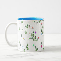 Winter Alpine Skiers Skiing Ski Skis Pattern