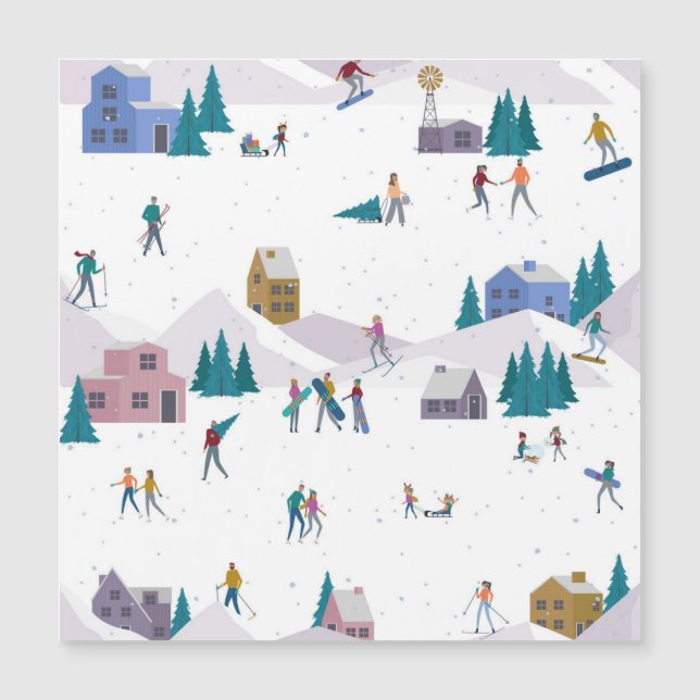 Winter Alps holidays: active people seamless (Front)