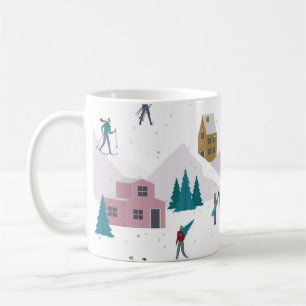 Winter Alps holidays: active people seamless Coffee Mug