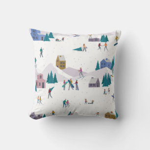 Winter Alps holidays: active people seamless Cushion