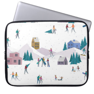 Winter Alps holidays: active people seamless Laptop Sleeve