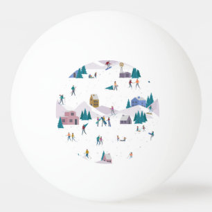 Winter Alps holidays: active people seamless Ping Pong Ball