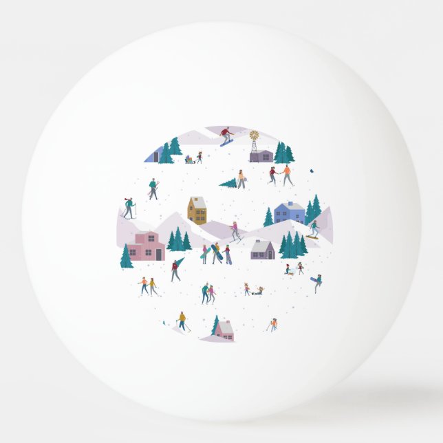 Winter Alps holidays: active people seamless Ping Pong Ball (Front)