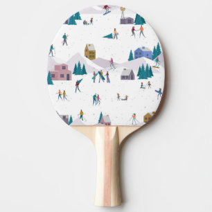 Winter Alps holidays: active people seamless Ping Pong Paddle