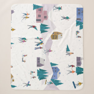Winter Alps holidays: active people seamless Sherpa Blanket