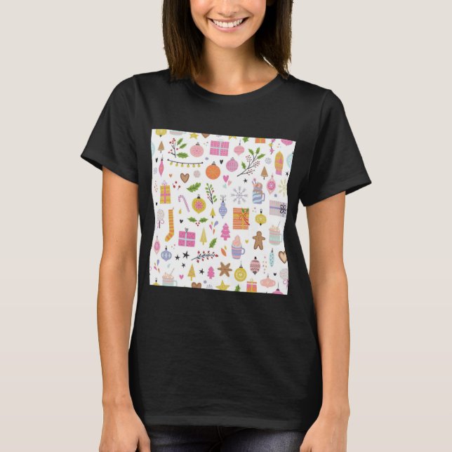 Winter and Christmas pattern Design. T-Shirt (Front)