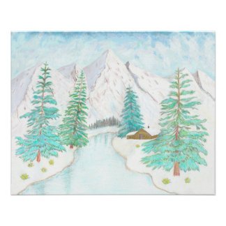 Winter and Evergreens Glossy Poster
