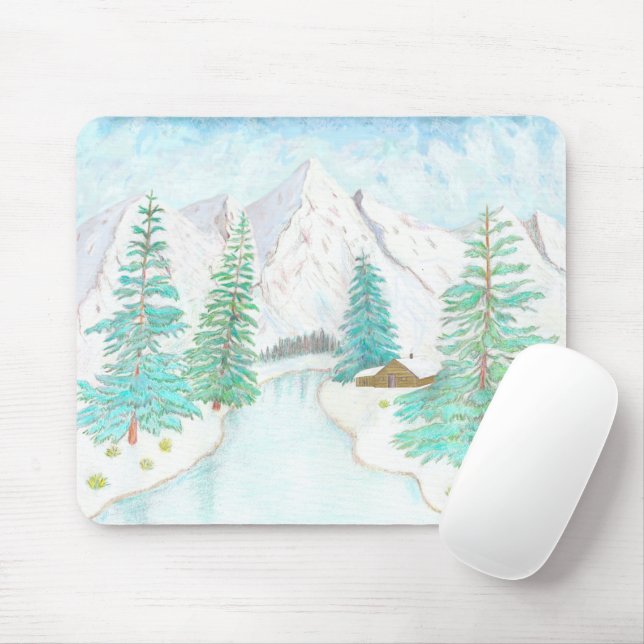 Winter and Evergreens Mouse Mat (With Mouse)