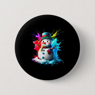 Winter And Snow Christmas A Coloured Snowman 6 Cm Round Badge