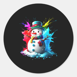Winter And Snow Christmas A Coloured Snowman  Classic Round Sticker