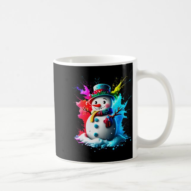 Winter And Snow Christmas A Coloured Snowman  Coffee Mug (Right)