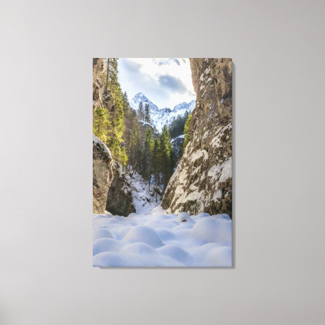 Winter and spring valley and mountains canvas print (Front)
