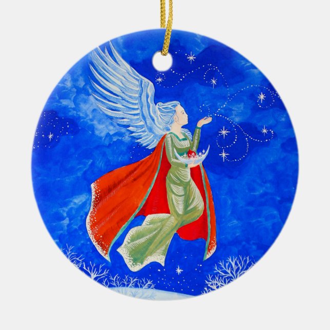 Winter Angel Ceramic Tree Decoration (Front)