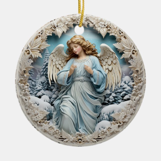 Winter Angel Ceramic Tree Decoration (Front)
