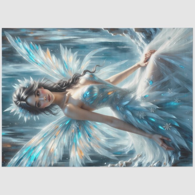 Winter Angel Fairy Ice Kingdom Fantasy Decoupage  Tissue Paper (Front)