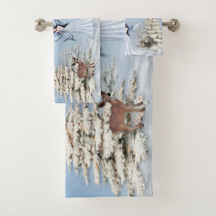 Winter Angel Scene Bath Towel Set
