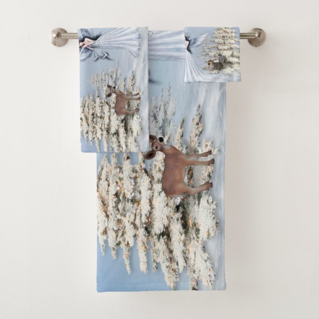 Winter Angel Scene  Bath Towel Set (Insitu)