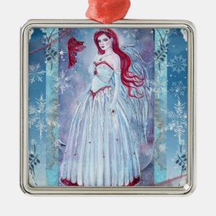 Winter angel with cardinal Christmas ornament