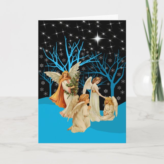 Winter Angels Holiday Greeting Card (Front)