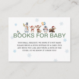 Winter Animal Baby Shower Books For Baby Enclosure Card