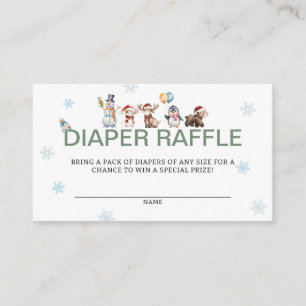 Winter Animal Baby Shower Diaper Raffle Enclosure Card