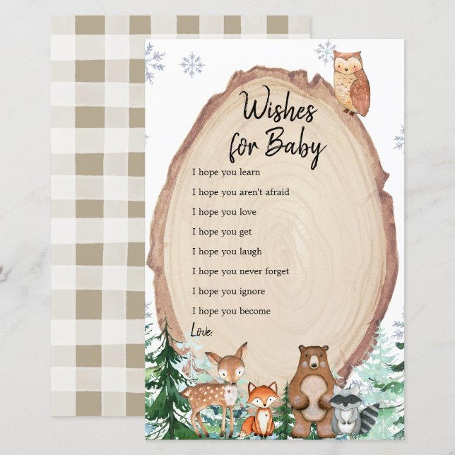 Winter Animal Gender Reveal Wishes for Baby (Front/Back)