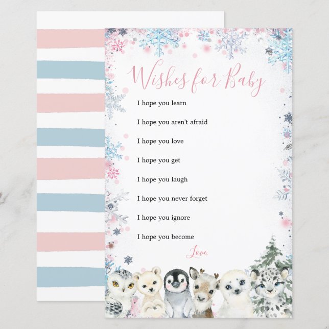 Winter Animal Gender Reveal Wishes for Baby (Front/Back)