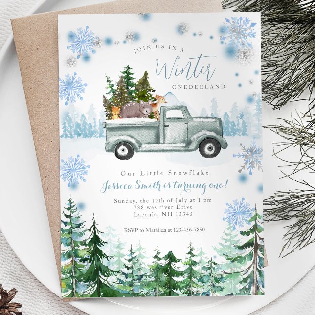 Winter Animal Onederland 1st birthday Invitation (Creator Uploaded)