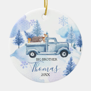 Winter Animal Snowflakes Big Brother Christmas Ceramic Tree Decoration