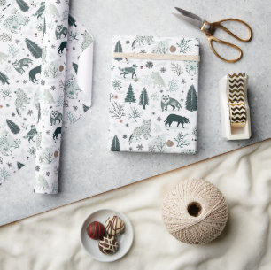 Winter animals and Forest Christmas Wrapping Paper