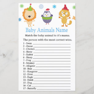 Winter animals Baby Animals Name Game baby shower