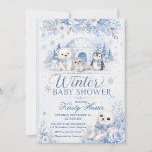Winter Animals Baby Shower Invitation