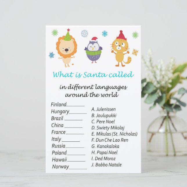 Winter animals christmas around the world game (Standing Front)