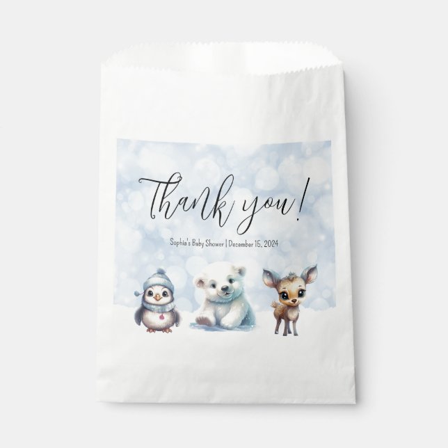 Winter Animals Cold Outside Baby Shower Favour Bags (Front)