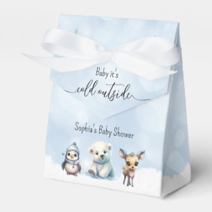 Winter Animals Cold Outside Baby Shower Favour Box