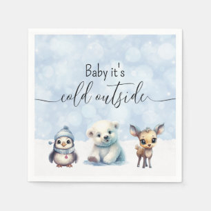Winter Animals Cold Outside Baby Shower Napkin