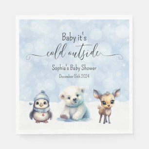 Winter Animals Cold Outside Baby Shower Napkin