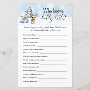 Winter Animals Fill in the Blanks Game Baby Shower