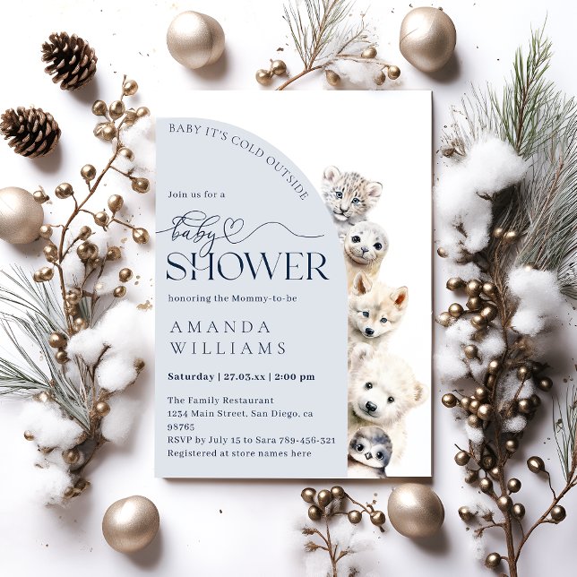 Winter Animals Gender Neutral Baby Boy Shower Invitation (Creator Uploaded)