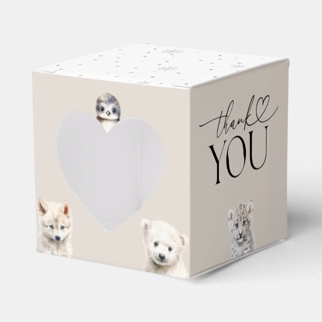 Winter Animals Gender Neutral Baby Shower Favour Box (Front Side)