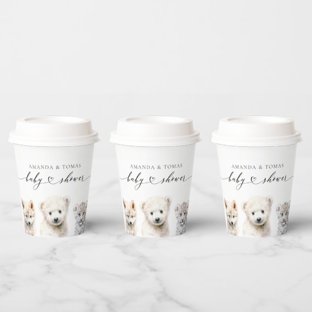 Winter Animals Gender Neutral Baby Shower Paper Cups (Multi)
