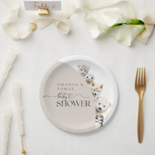 Winter Animals Gender Neutral Baby Shower Paper Plate