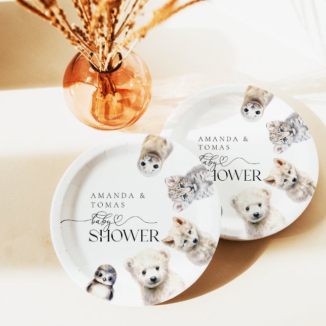 Winter Animals Gender Neutral Baby Shower Paper Plate (Creator Uploaded)