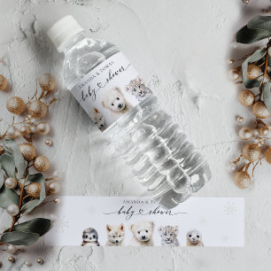 Winter Animals Gender Neutral Baby Shower Water Bottle Label