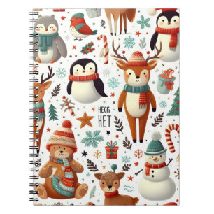Winter Animals Seamless Pattern Notebook