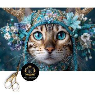 Winter Antler Bengal Cat Decoupage Craft Paper