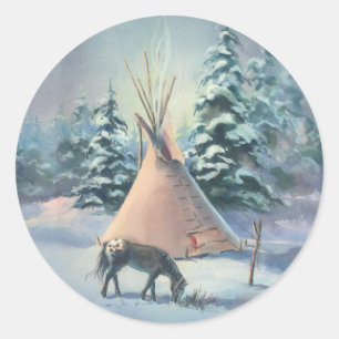 WINTER APPALOOSA TIPI by SHARON SHARPE Classic Round Sticker