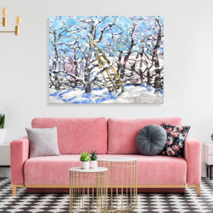 Winter Apple Pruning / Artist Larry Lerew Canvas Print