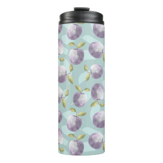 Winter apples cold green and purple pattern thermal tumbler