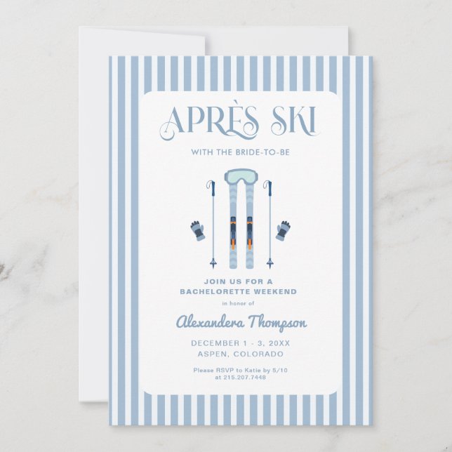Winter Apres Ski Bachelorette Party  Invitation (Front)